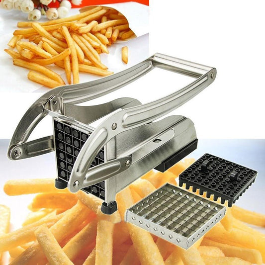 DeluxeSlice Stainless Steel French Fries and Potato Cutter with 2 Different Blades