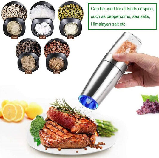 GrindCraft Battery Powered Stainless Silver Automatic Salt or Pepper Grinder